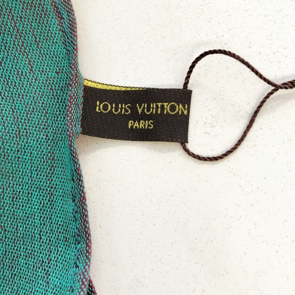 Louis Vuitton Monogram Scarf Red/Aqua Wool-Blend - Picture 7 of 8